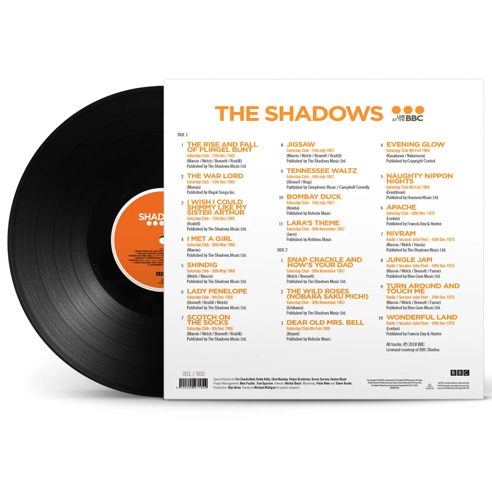 The Shadows Live at The BBC will be released on vinyl by Rhino Records