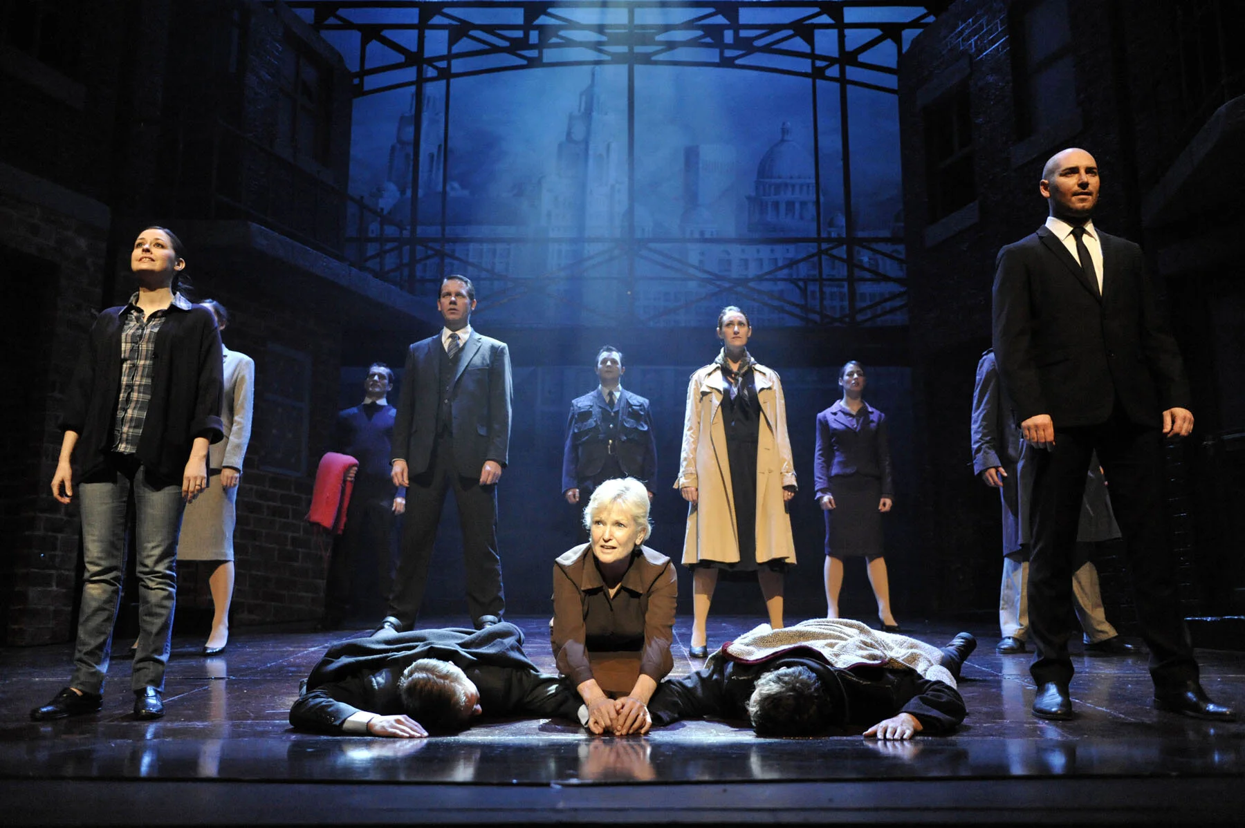 Lyn Paul and the ensemble cast in Blood Brothers which continues its run at Cardiff’s New Theatre until September 28, 2019.