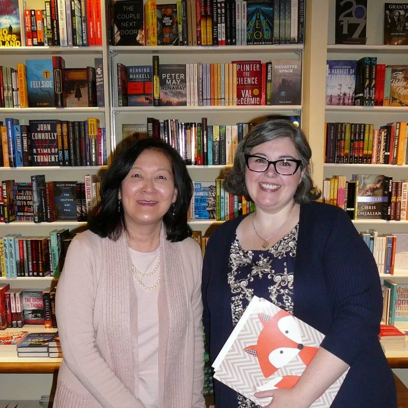 Janie Chang with Rhonda Dynes at A Different Drummer Books.