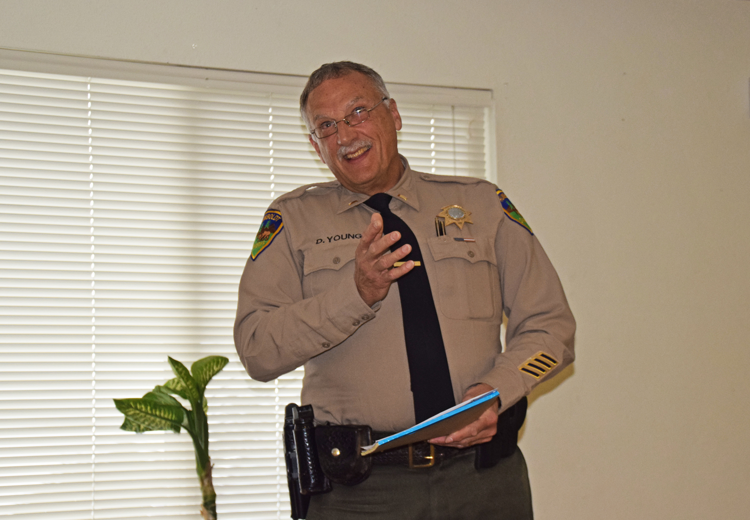 Lt. Dennis Young of the Humboldt County Sheriff's Office told the Resort Improvement District that Measure Z funds will bring new deputies to outlying areas including Shelter Cove. (Photo by Sandy Feretto)