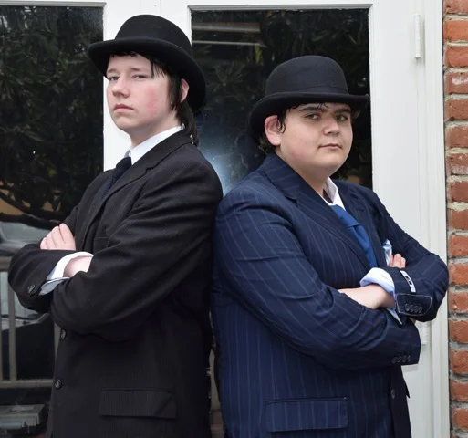 Chance McFarland as Inspector Ruffing and Kenny Portillo as Inspector McGonigle in South Fork High School's production of "Widdershins," at the Mateel Community Center May 19 through May 22. (Saundra Stephenson)