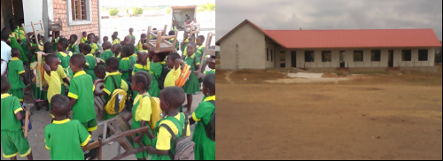 School children at Kivinje and classrooms under construction ~ Kenya
