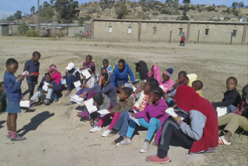 Children reviewing games in light of God's Word and principles ~ Lesotho
