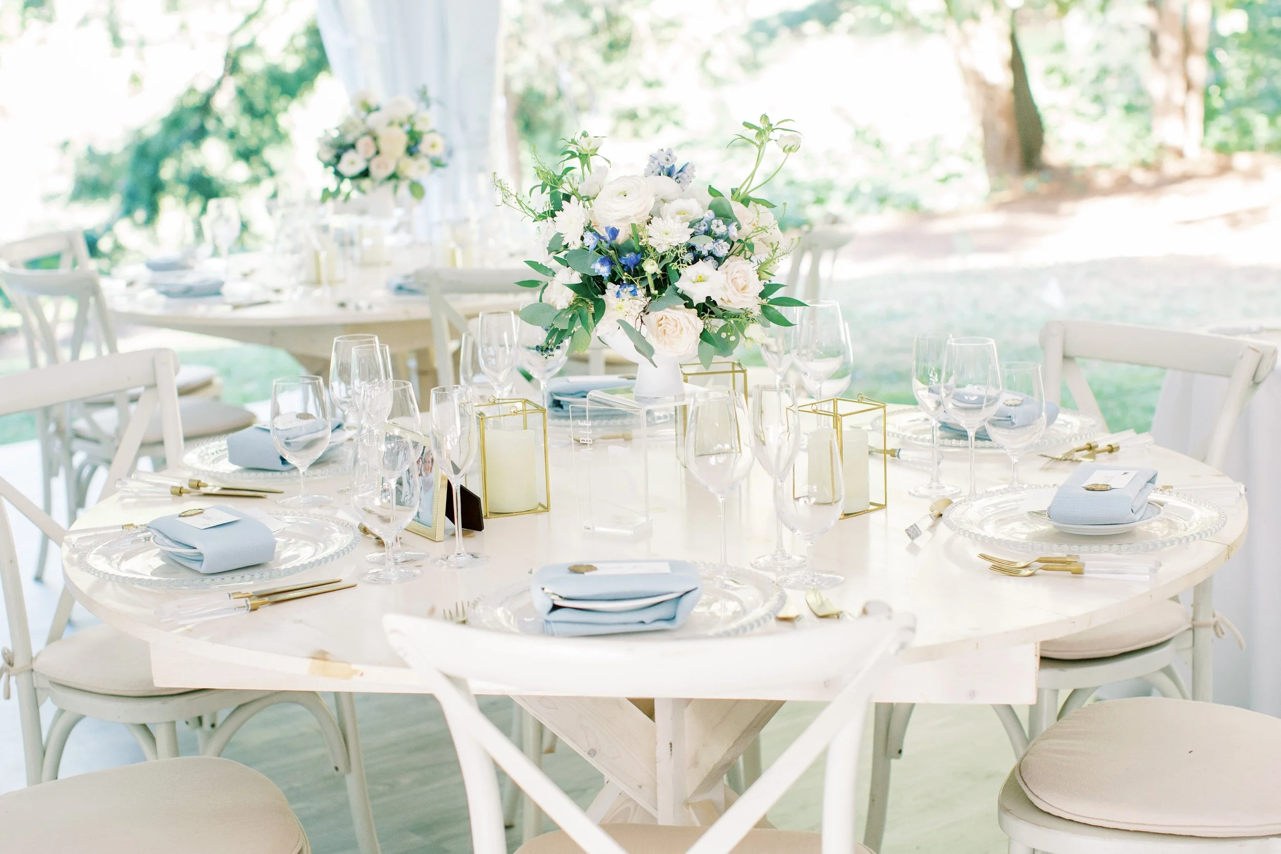 outdoor wedding venues in the GTA  backyard wedding blue, green and cream wedding colours