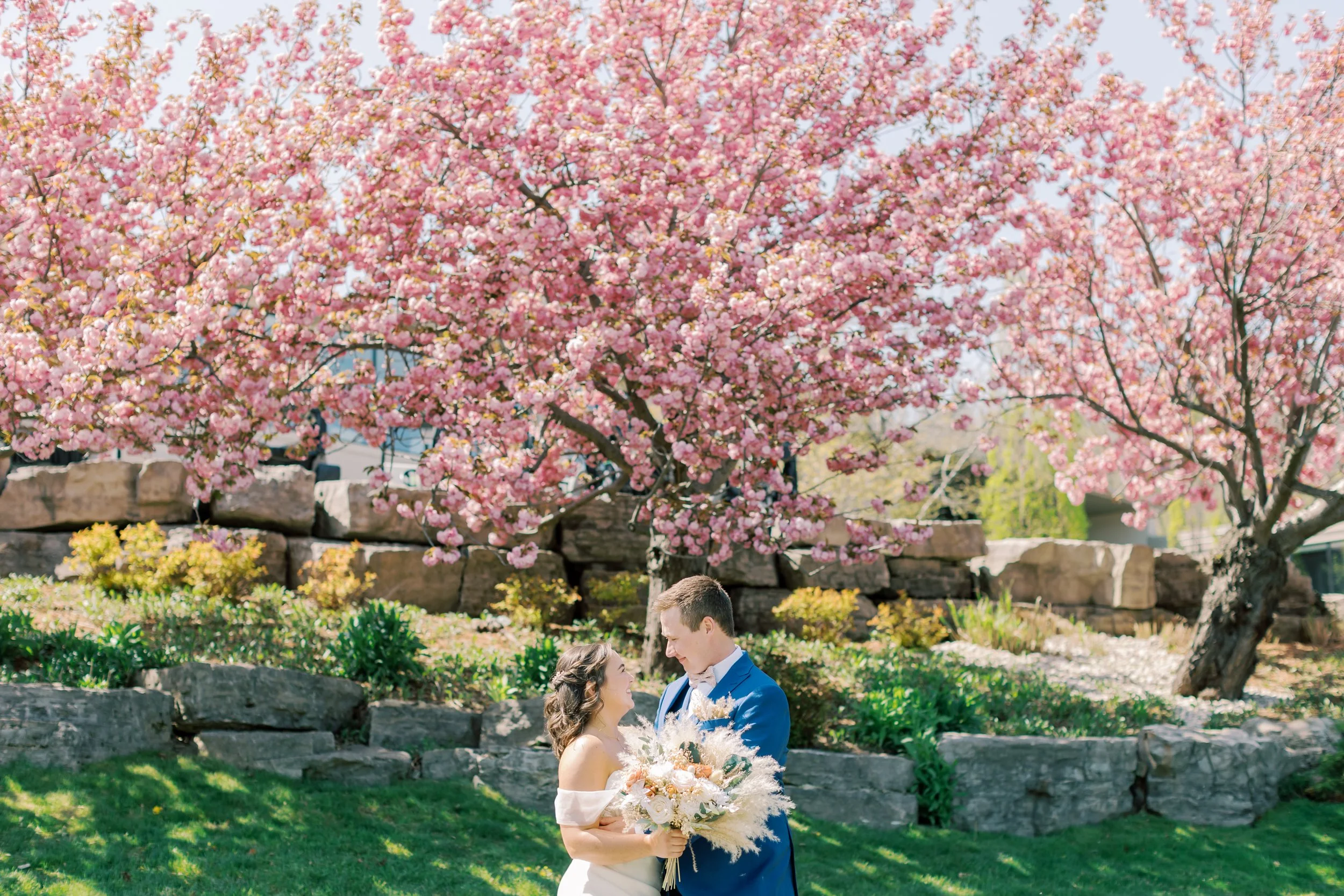 outdoor wedding venues in the GTA Dundas Valley Wedding with blooming trees