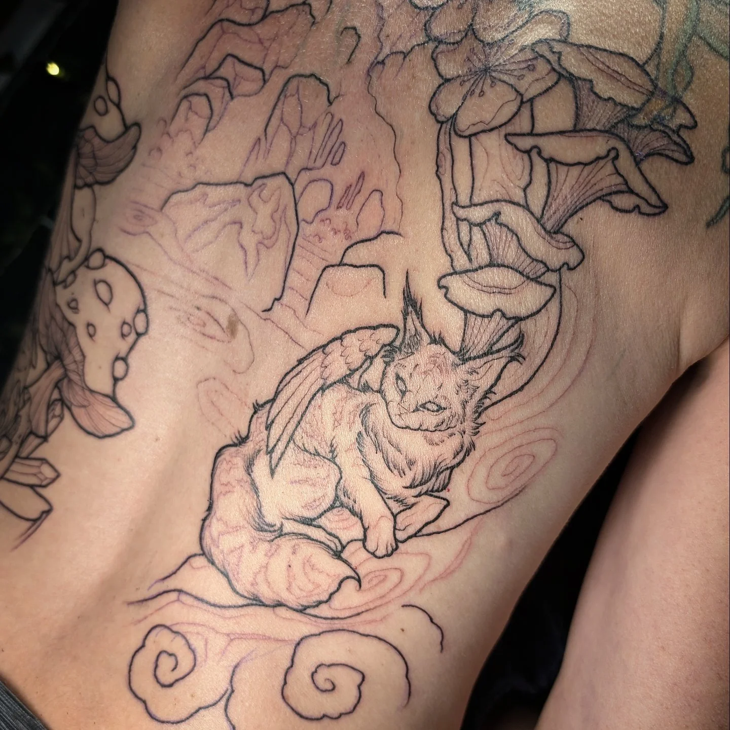 Another little sneak peak at this back piece recently started, just cause I'm so excited about it 🍄✨