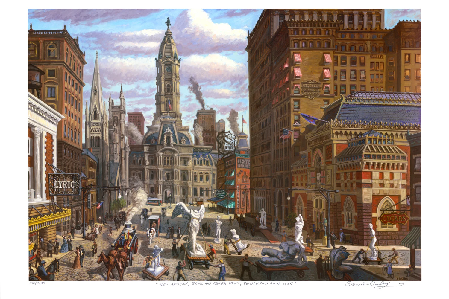 my NEW PRINT: "New Arrivals, Broad and Cherry Street, Philadelphia Circa 1905." 24 x 36" $50.00