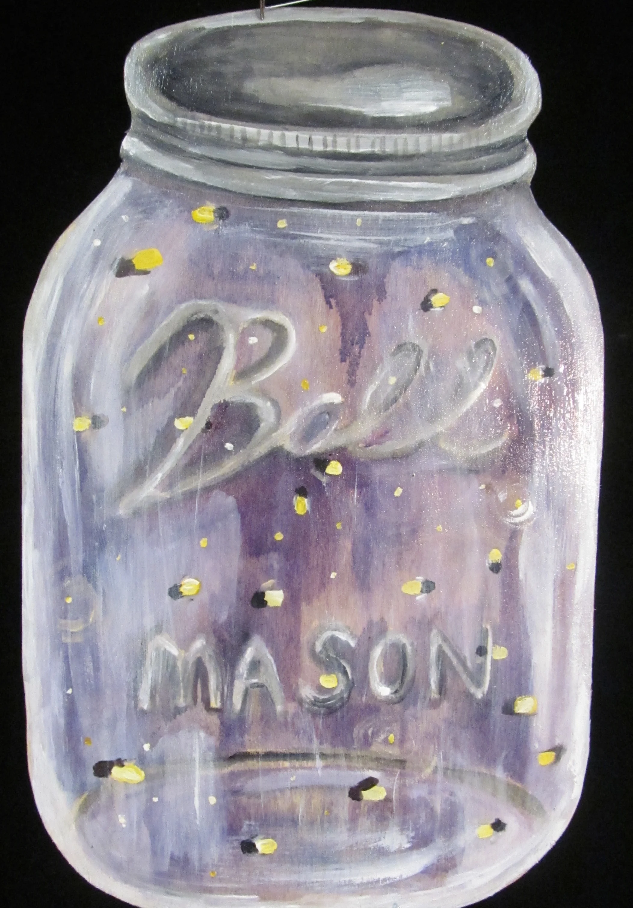 Lightning bugs-acrylic on wood-12 by 16"-2015