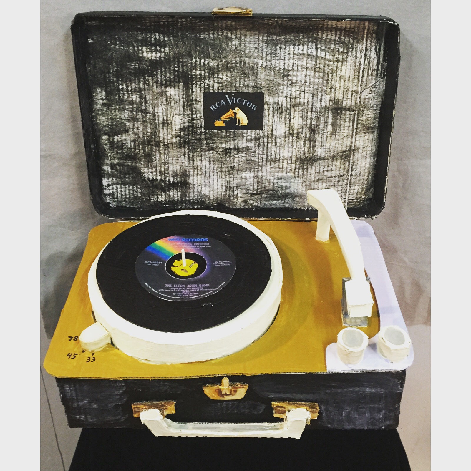 45s-painted cardboard-20 by 18 by 21"-2015