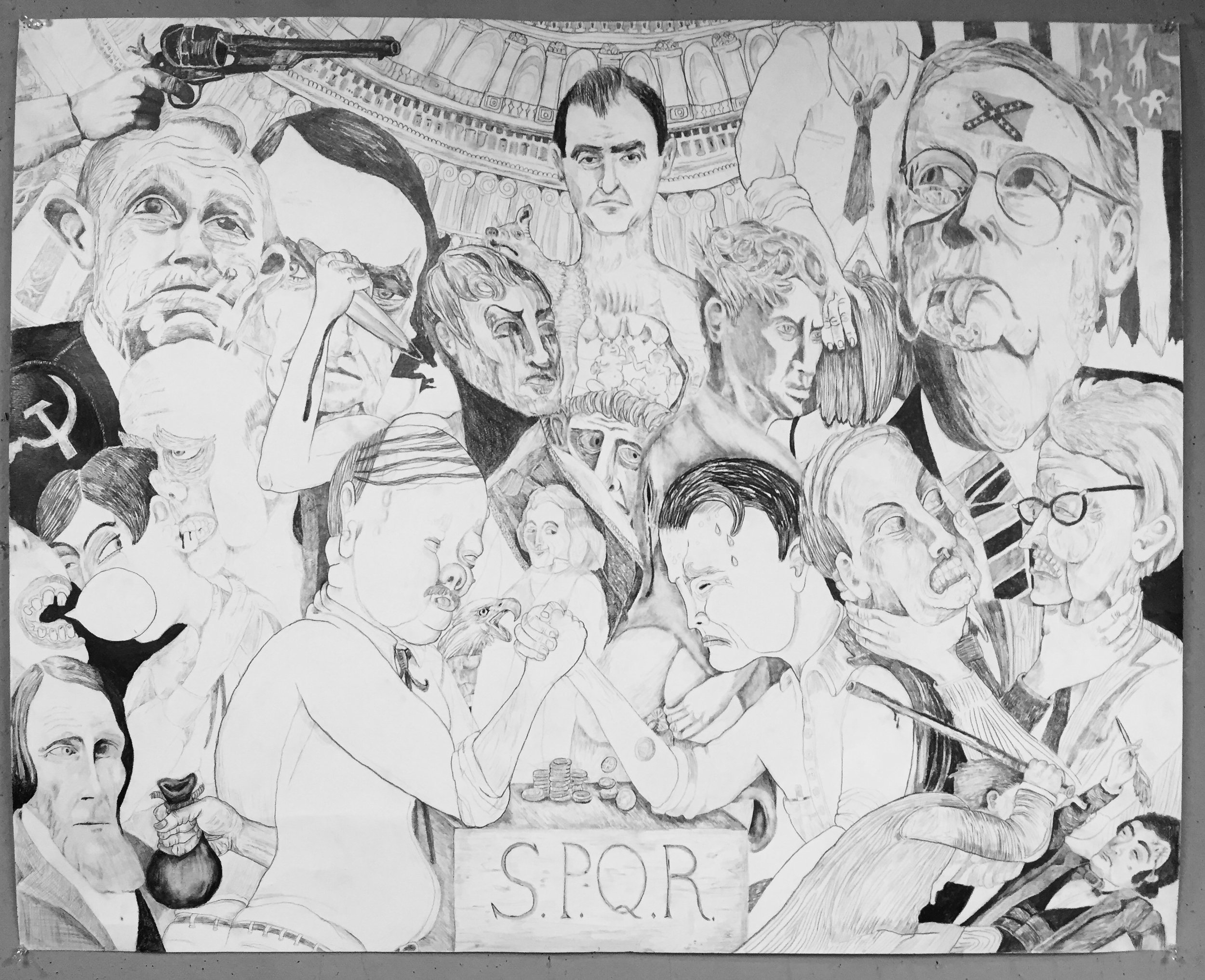 SPQR-pencil on paper-32 by 40 inches-2017