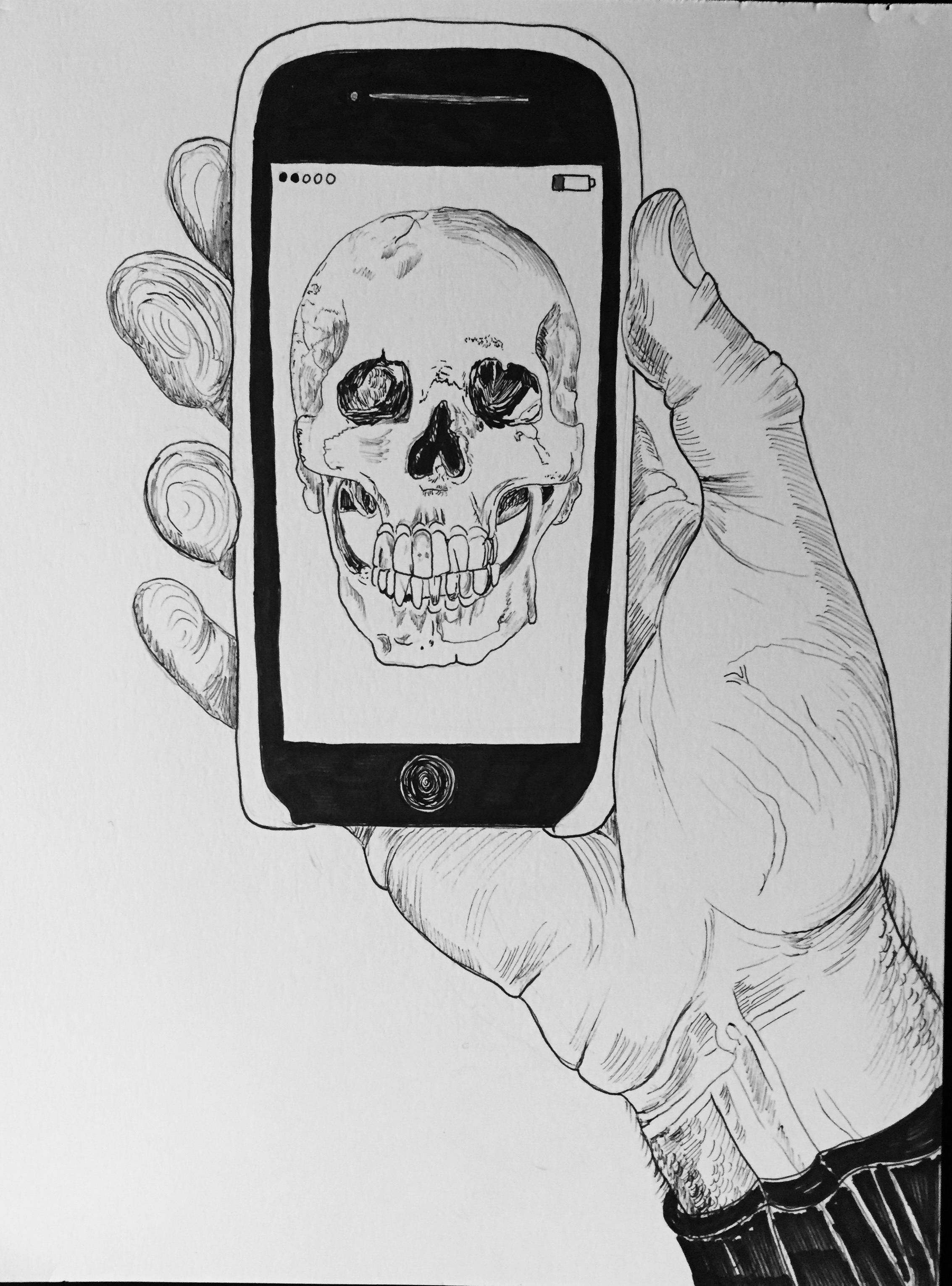 selfie-ink on paper-12 by 9 inches-2016
