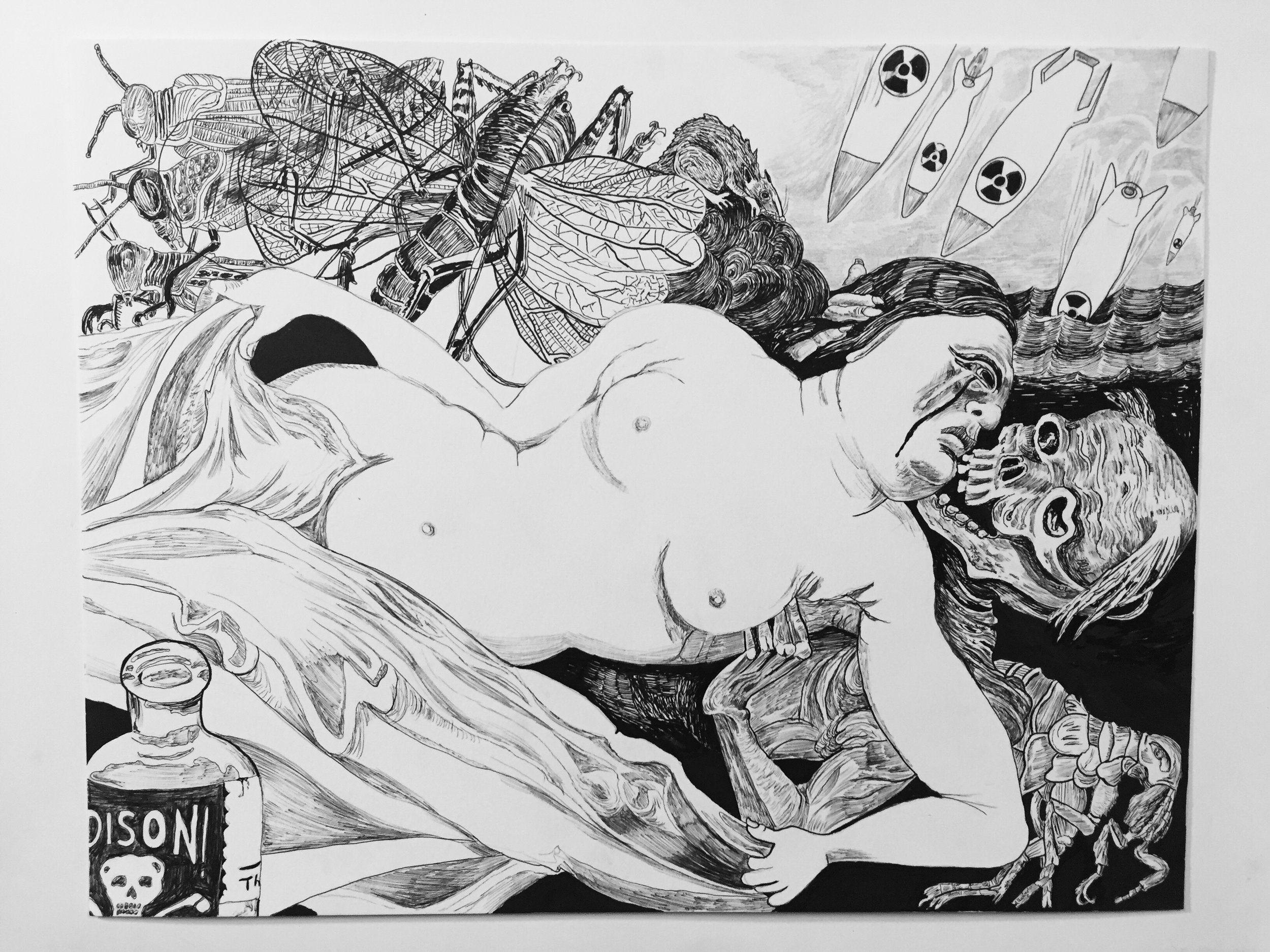 Plague-ink on paper-10 by 14 inches-2017