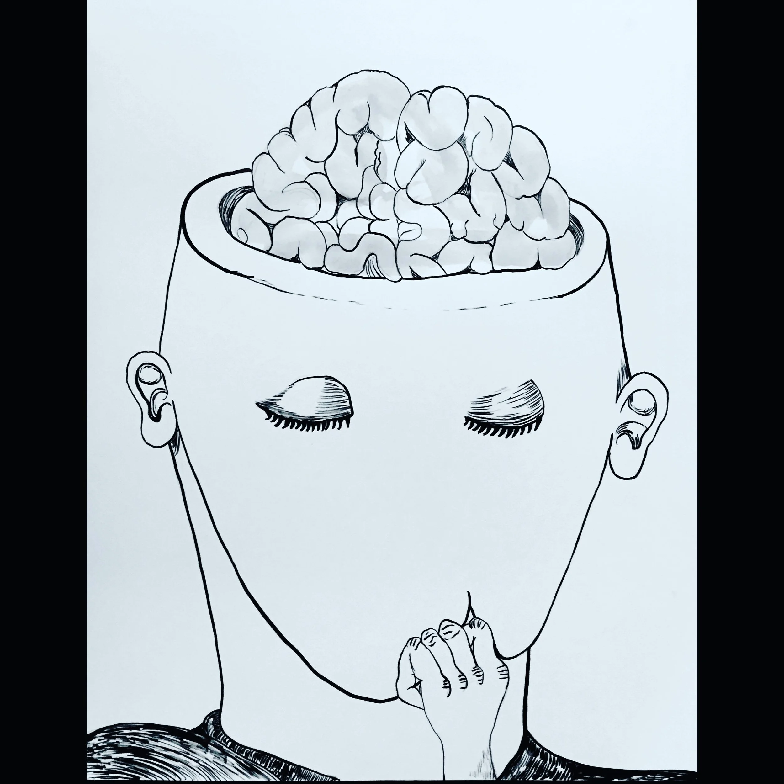 The Thinker-ink on paper-19 by 24 inches-2017