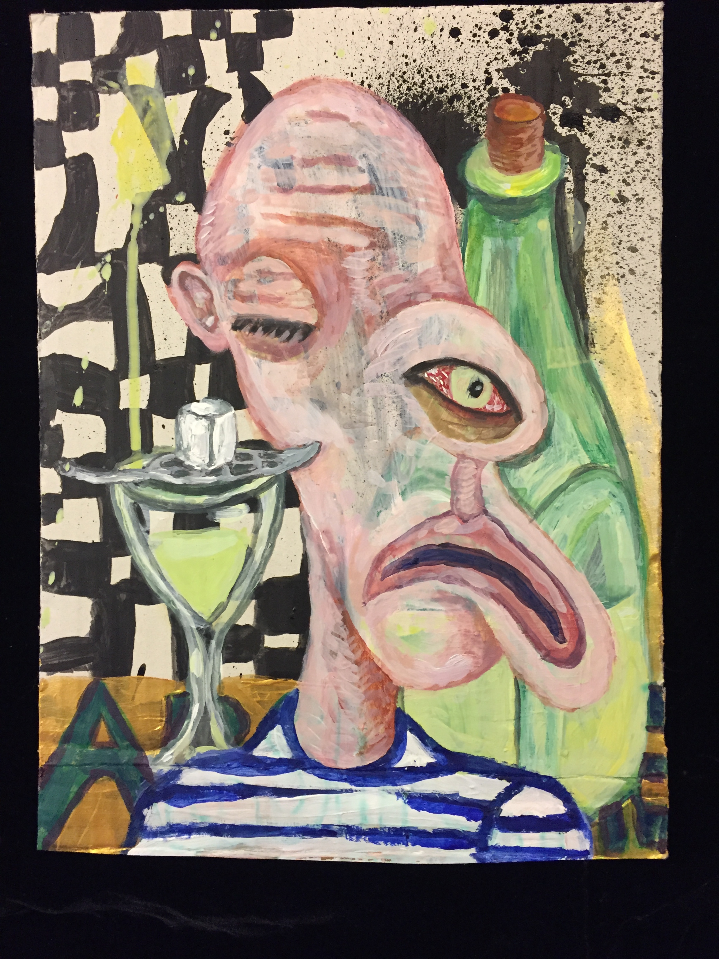 Absinthe drinker-acrylic on cardboard-9 by 12 inches-2017