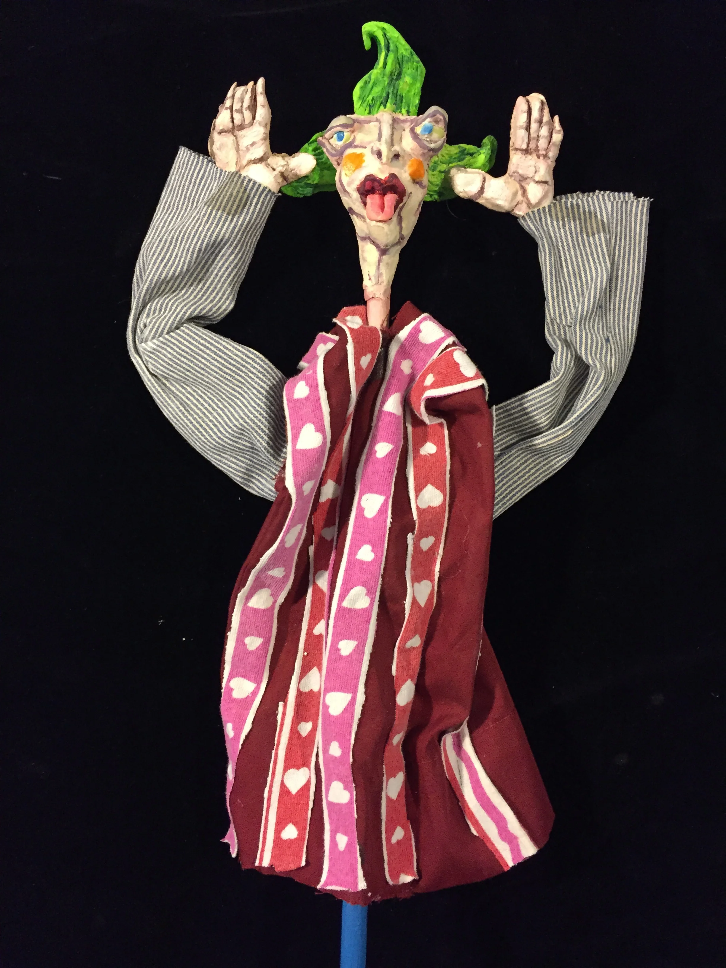 Clown puppet-mixed media-8 by 14 by 2 inches-2015