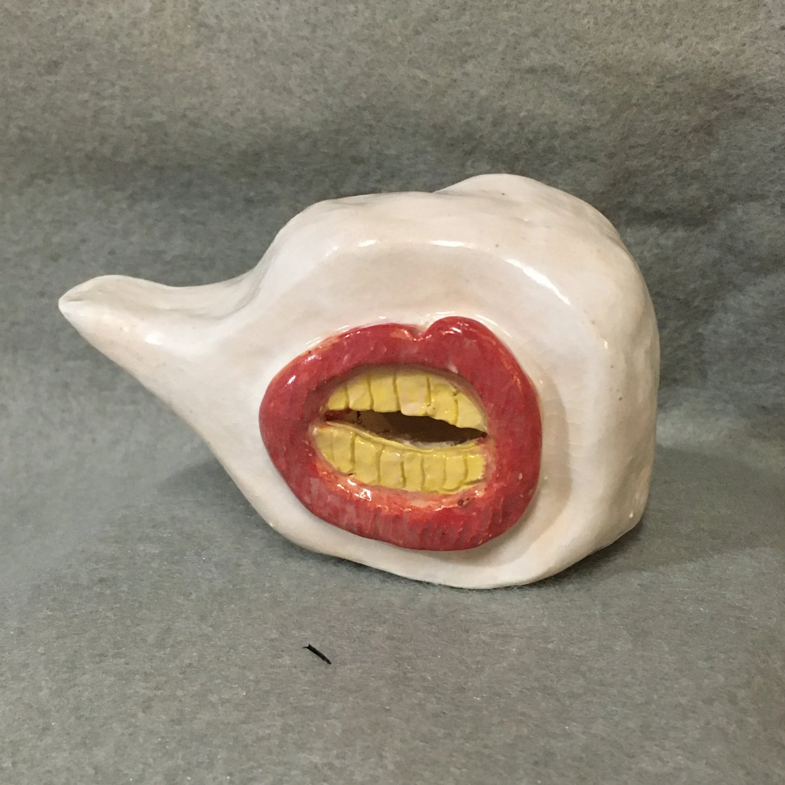 shout-underglaze on stoneware-3 by 2 by 1"-2020
