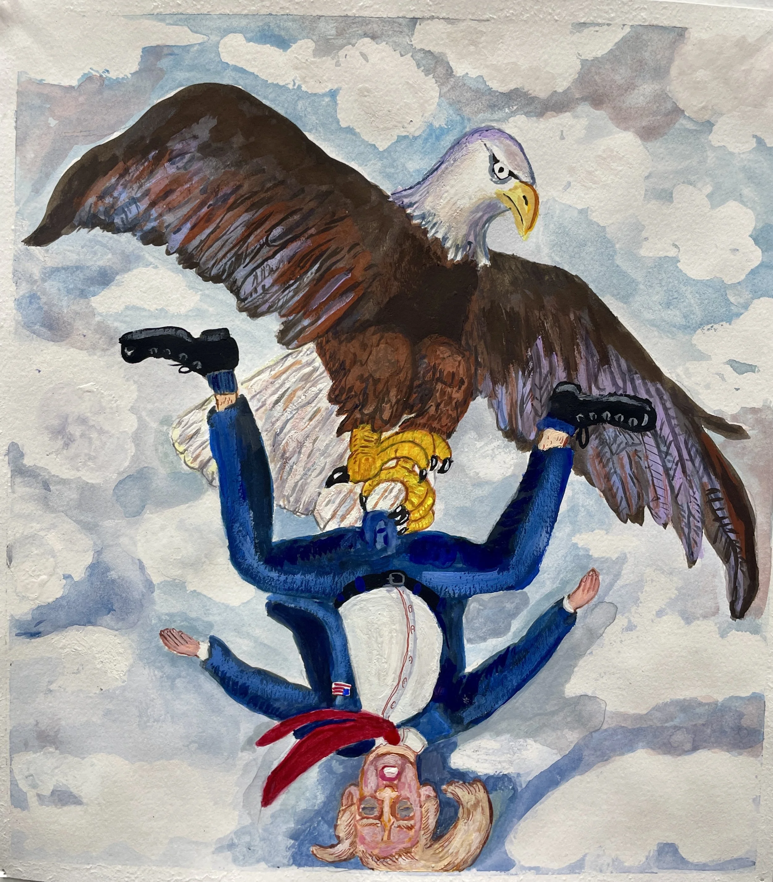 Talons gouache on paper 9 by 8" 2024