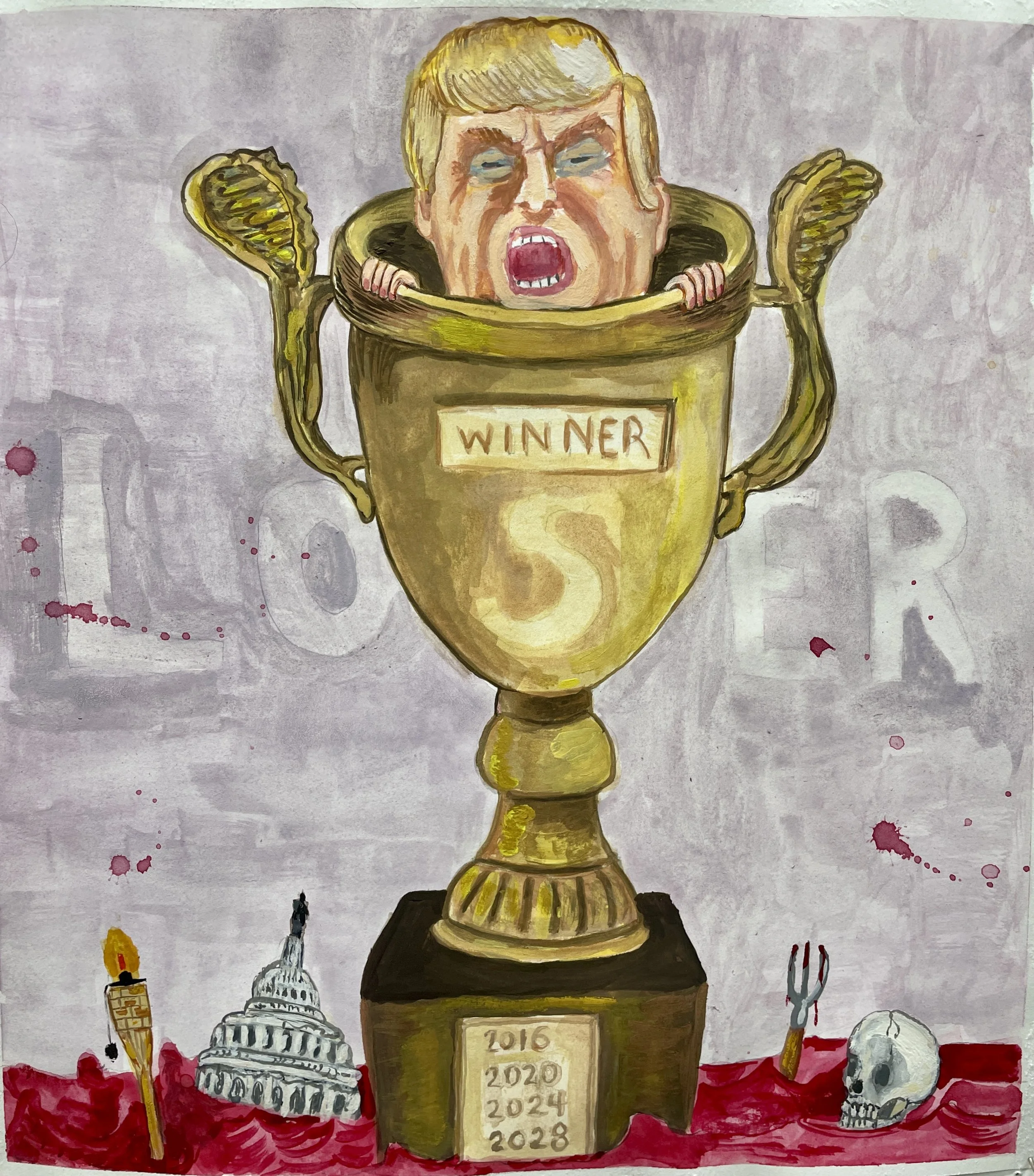 Loser gouache on paper 9 by 8" 2024