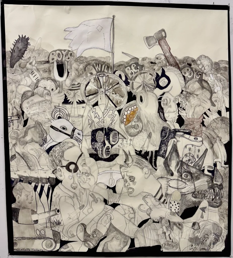 Boys will be boys ink, pencil on paper 2025