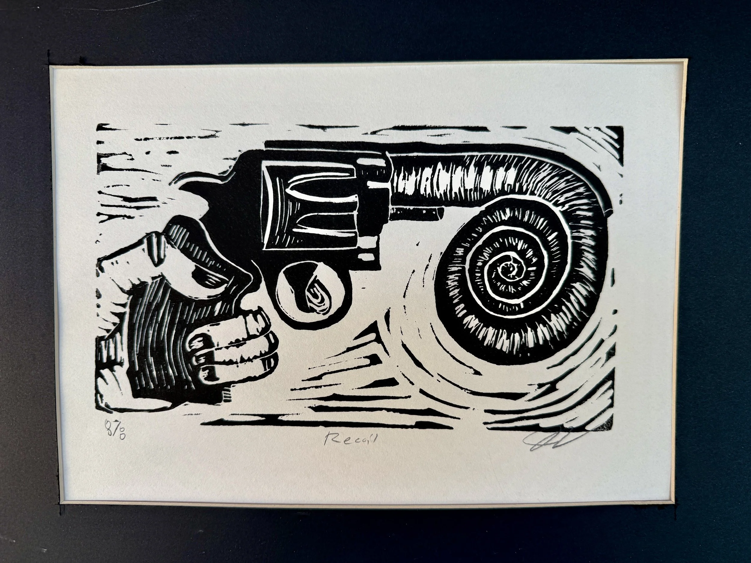 recoil linocut 8 by 6 inches 2025