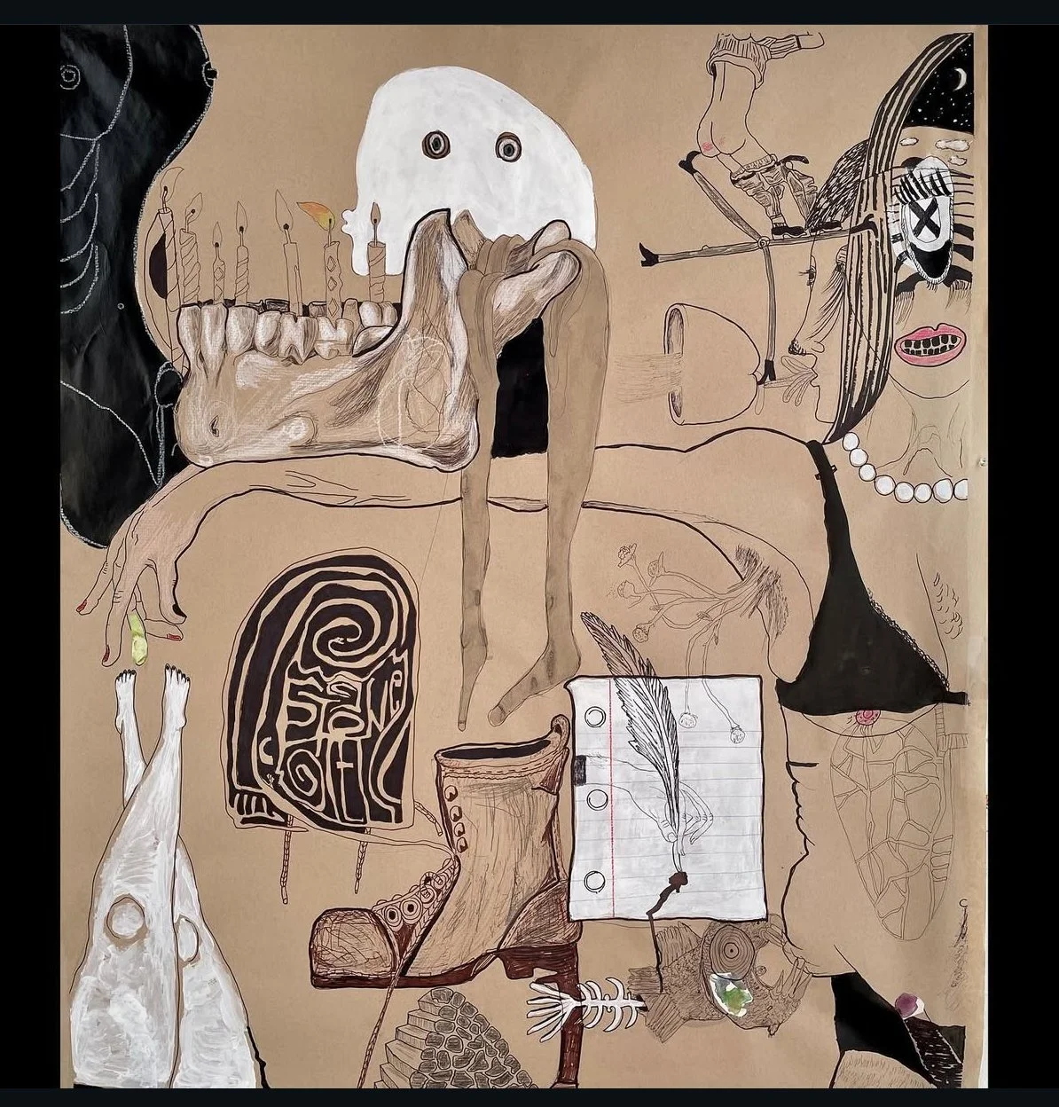 blow by blow mixed media on paper 42 by 36 inches 2023