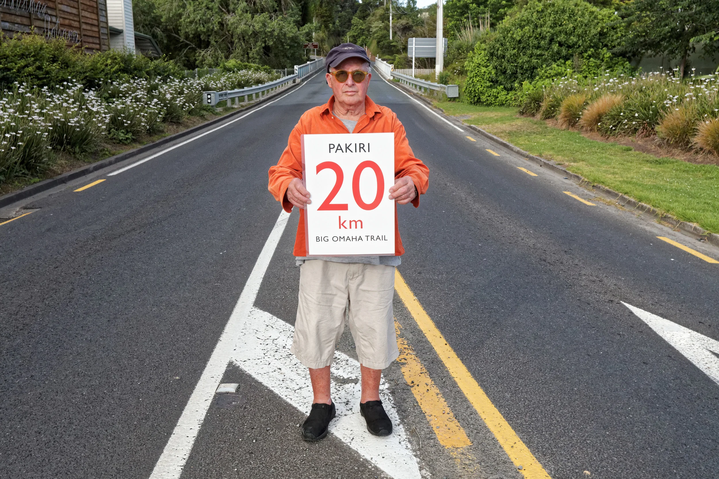 Billy Apple stands near the general location of kilometre stones marking the trail along its route