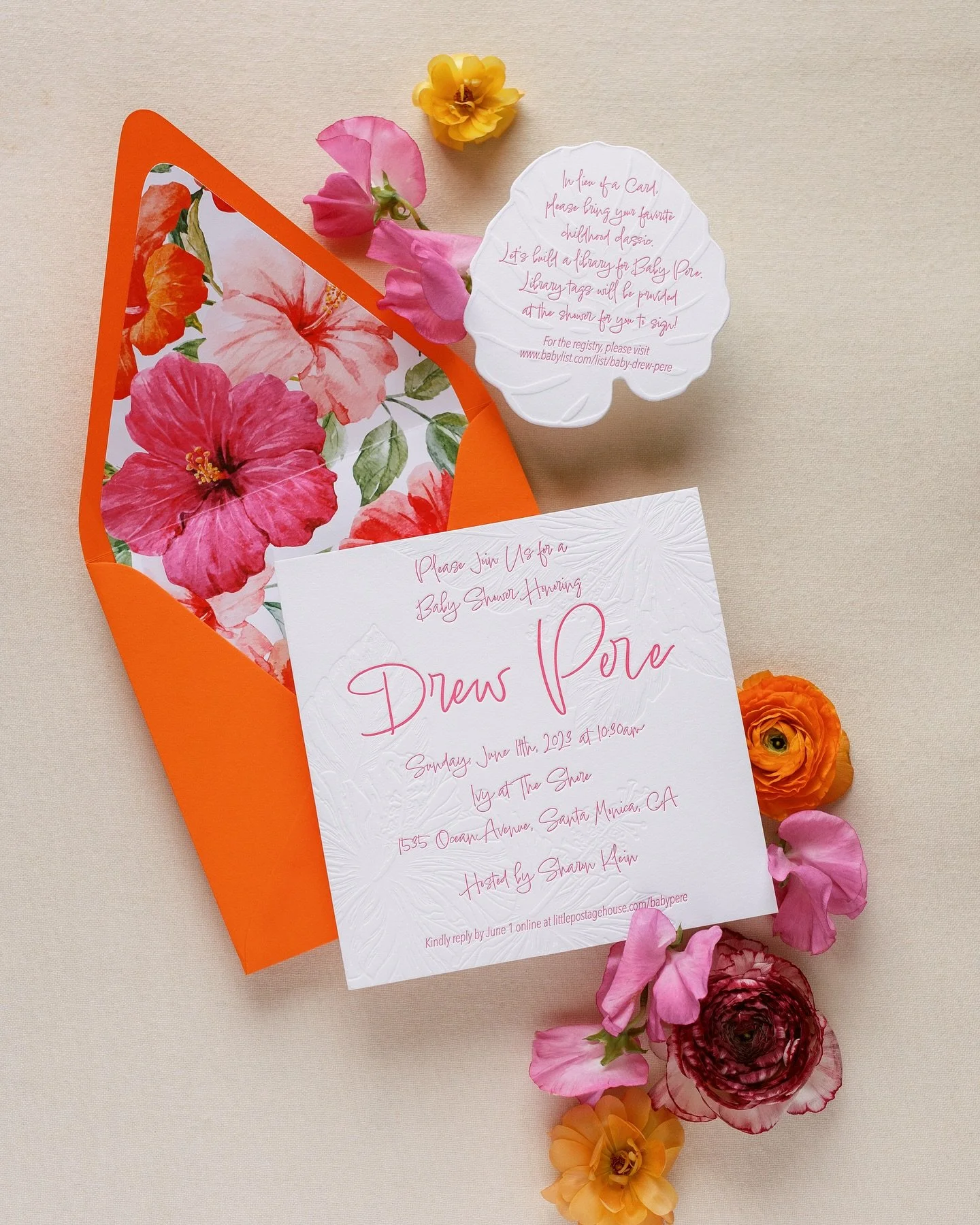Summer may &ldquo;officially&rdquo; be over, but it feels like it&rsquo;s just getting started here in Southern California. We love when we get to use bright and fun colors for events. This baby shower featured fuchsia and orange. 
Invitations and vi