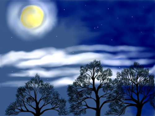 Three Trees in the Moonlight