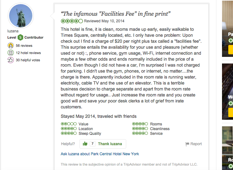 TRIPADVISOR REVIEW OF THE PARK CENTRAL HOTEL IN NEW YORK / Trip ADVISOR