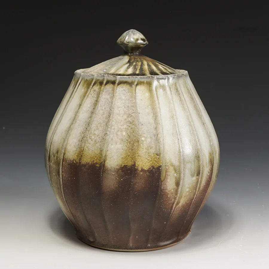 Justin Lambert, Wood Fired Lidded Jar, In Tandem Gallery www.intandemgallery.com