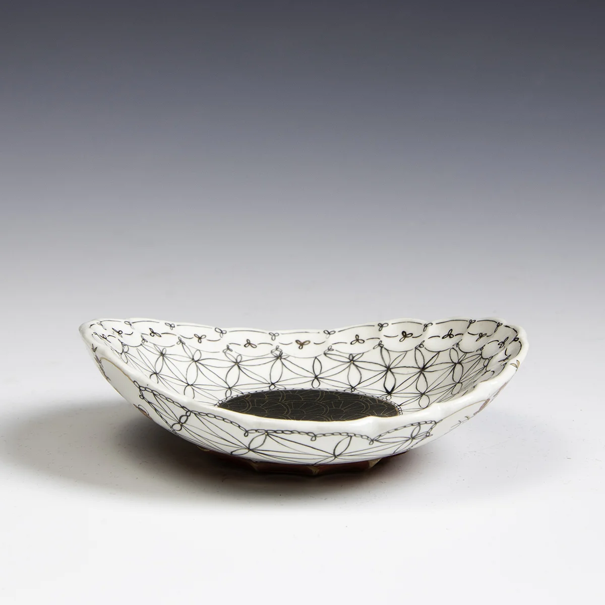 Melanie Sherman -  Porcelain Painted and Decal with Gold Luster Dish - In Tandem Gallery www.intandemgallery - Bakersville NC