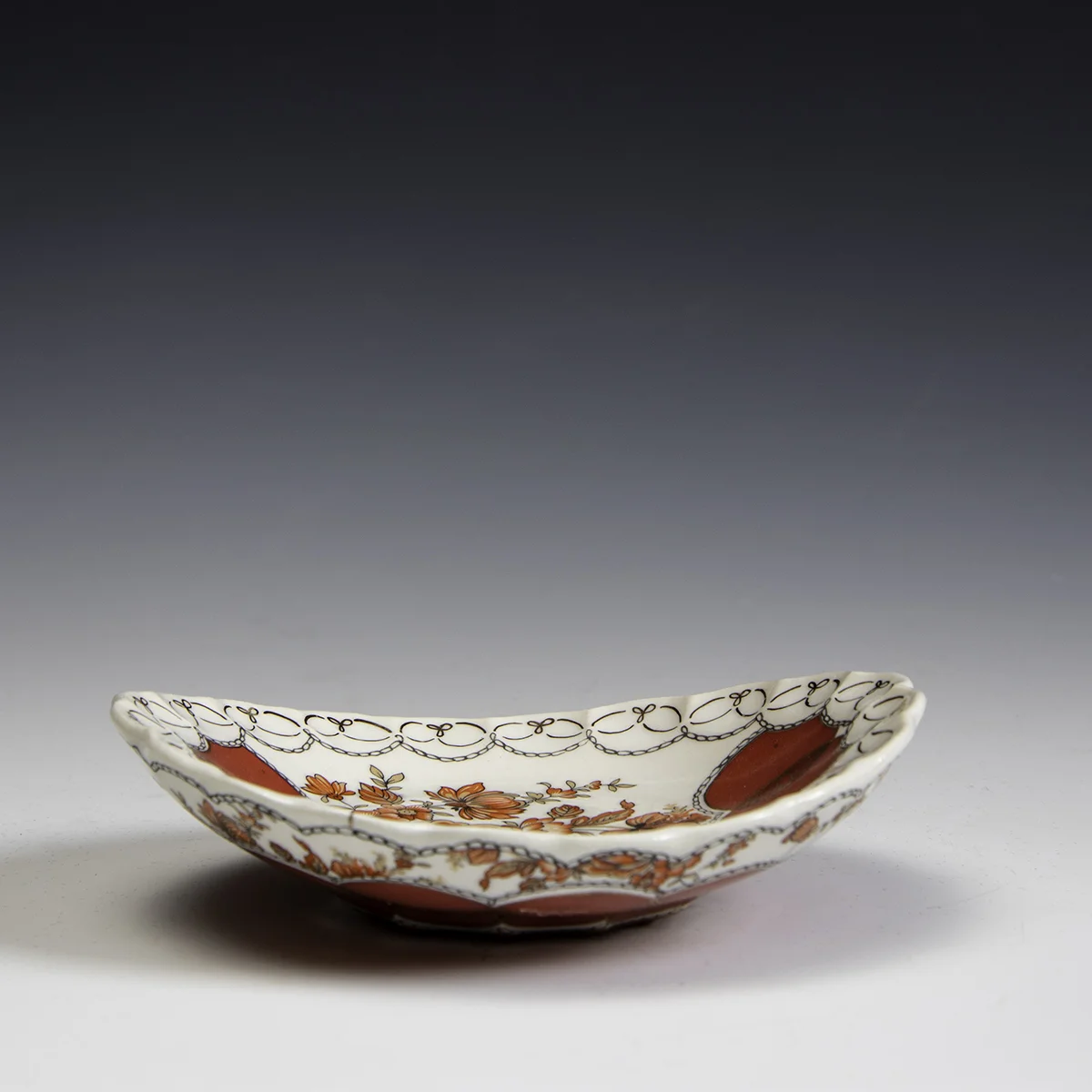 Melanie Sherman -  Porcelain Painted and Decal with Gold Luster Dish - In Tandem Gallery www.intandemgallery - Bakersville NC