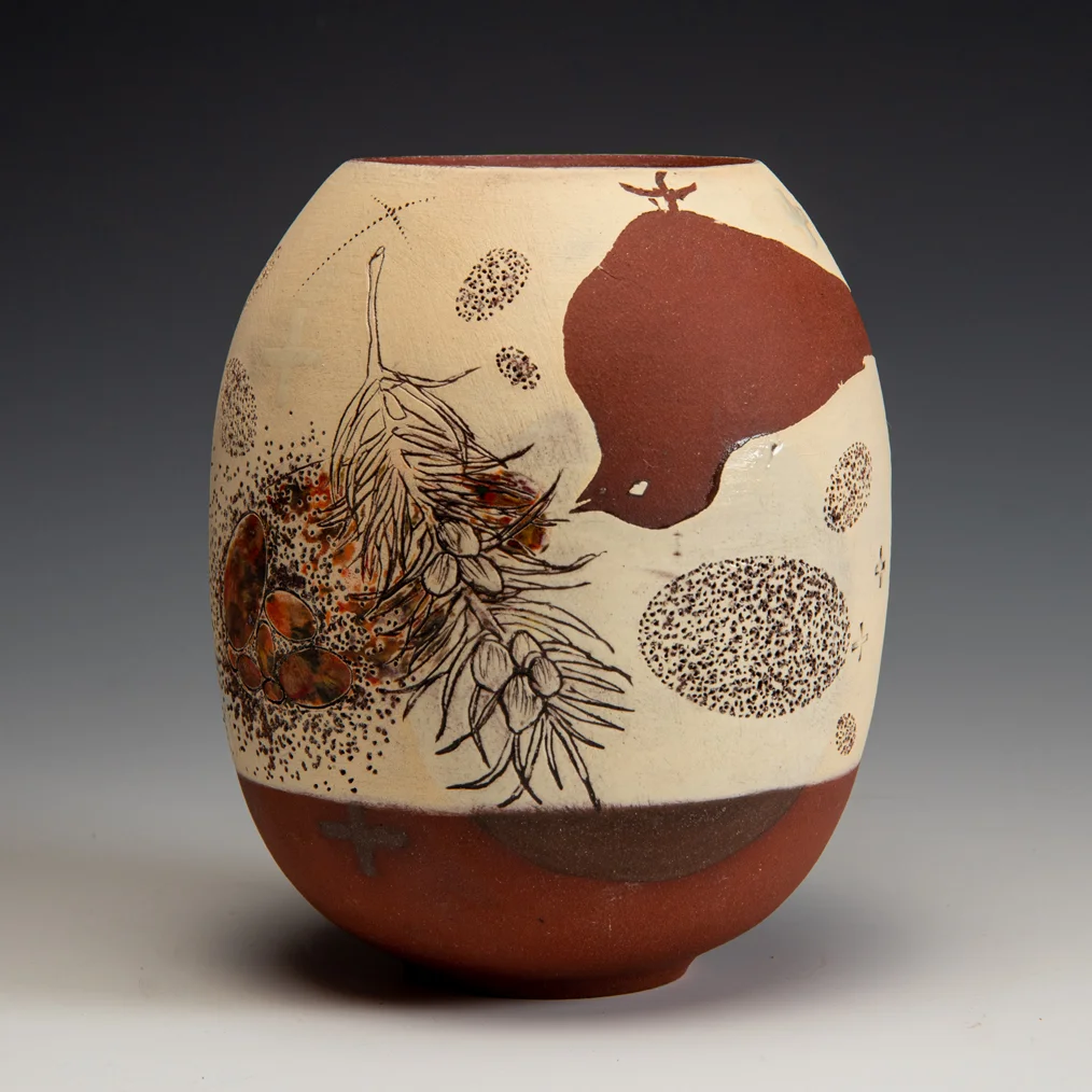 Diana Fayt, hand painted and etched with original drawing, In Tandem Gallery www.intandemgallery.com - Bakersville NC