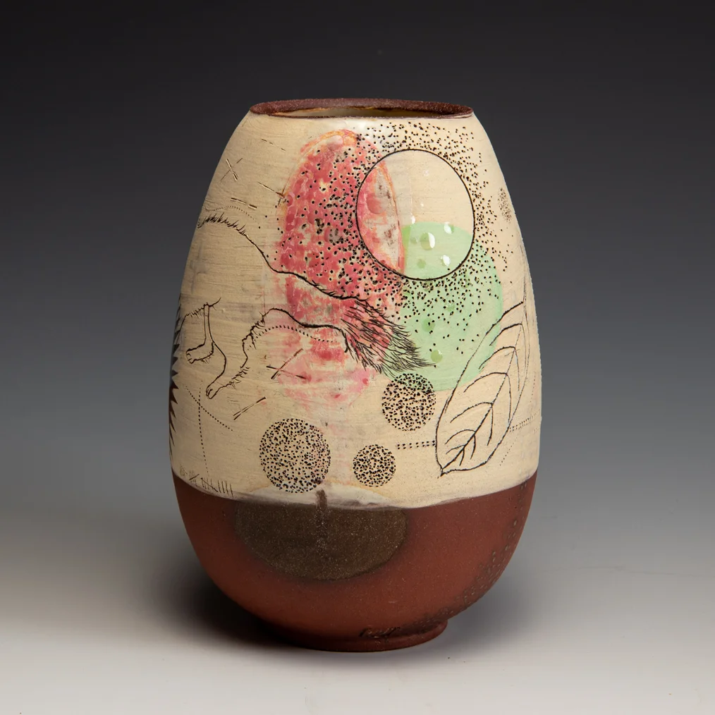 Diana Fayt, hand painted and etched with original drawing, In Tandem Gallery www.intandemgallery.com - Bakersville NC