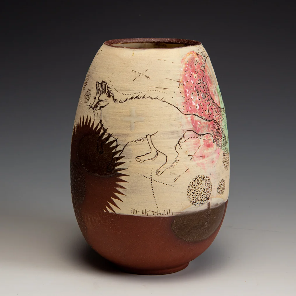 Diana Fayt, hand painted and etched with original drawing, In Tandem Gallery www.intandemgallery.com - Bakersville NC