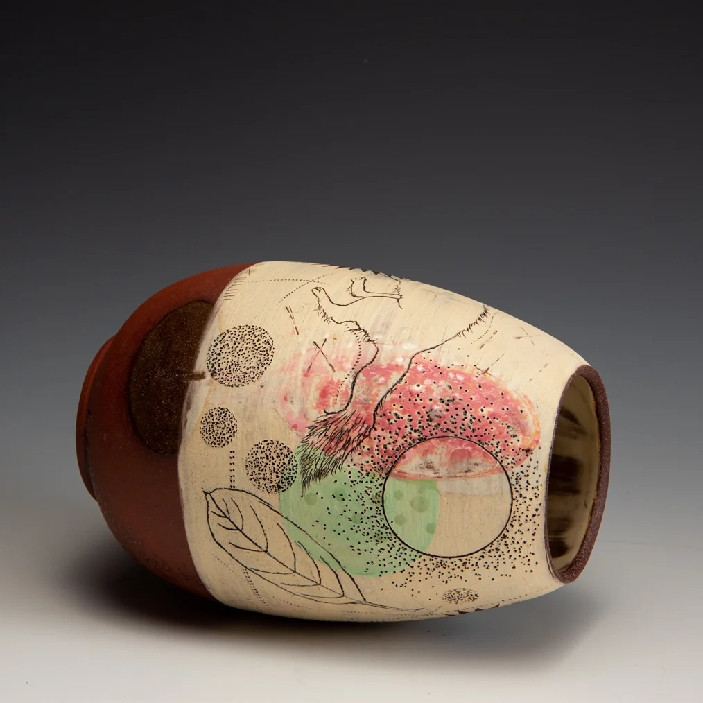 Diana Fayt, hand painted and etched with original drawing, In Tandem Gallery www.intandemgallery.com - Bakersville NC