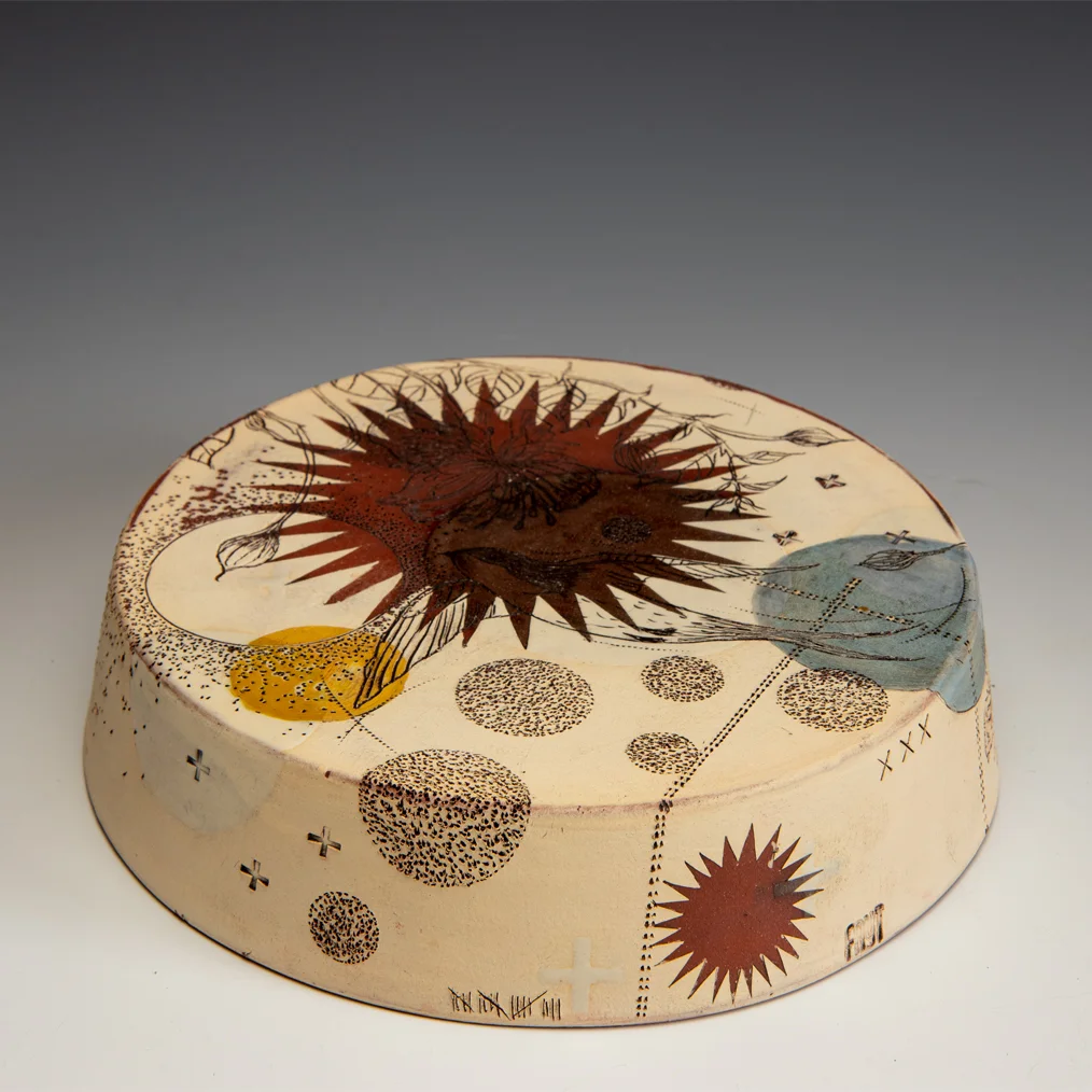 Diana Fayt, hand painted and etched with original drawing, In Tandem Gallery www.intandemgallery.com - Bakersville NC
