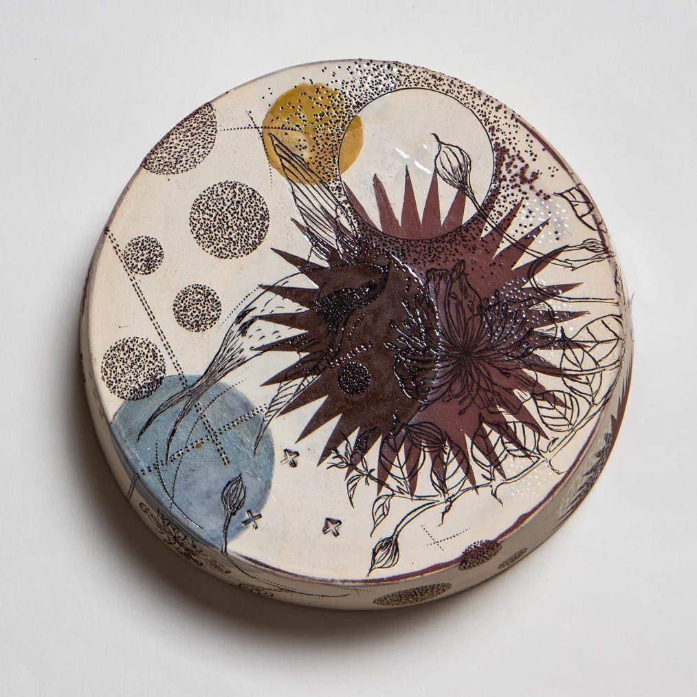 Diana Fayt, hand painted and etched with original drawing, In Tandem Gallery www.intandemgallery.com - Bakersville NC