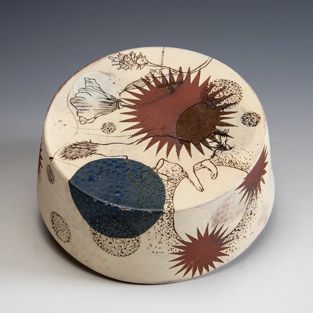 Diana Fayt, hand painted and etched with original drawing, In Tandem Gallery www.intandemgallery.com - Bakersville NC