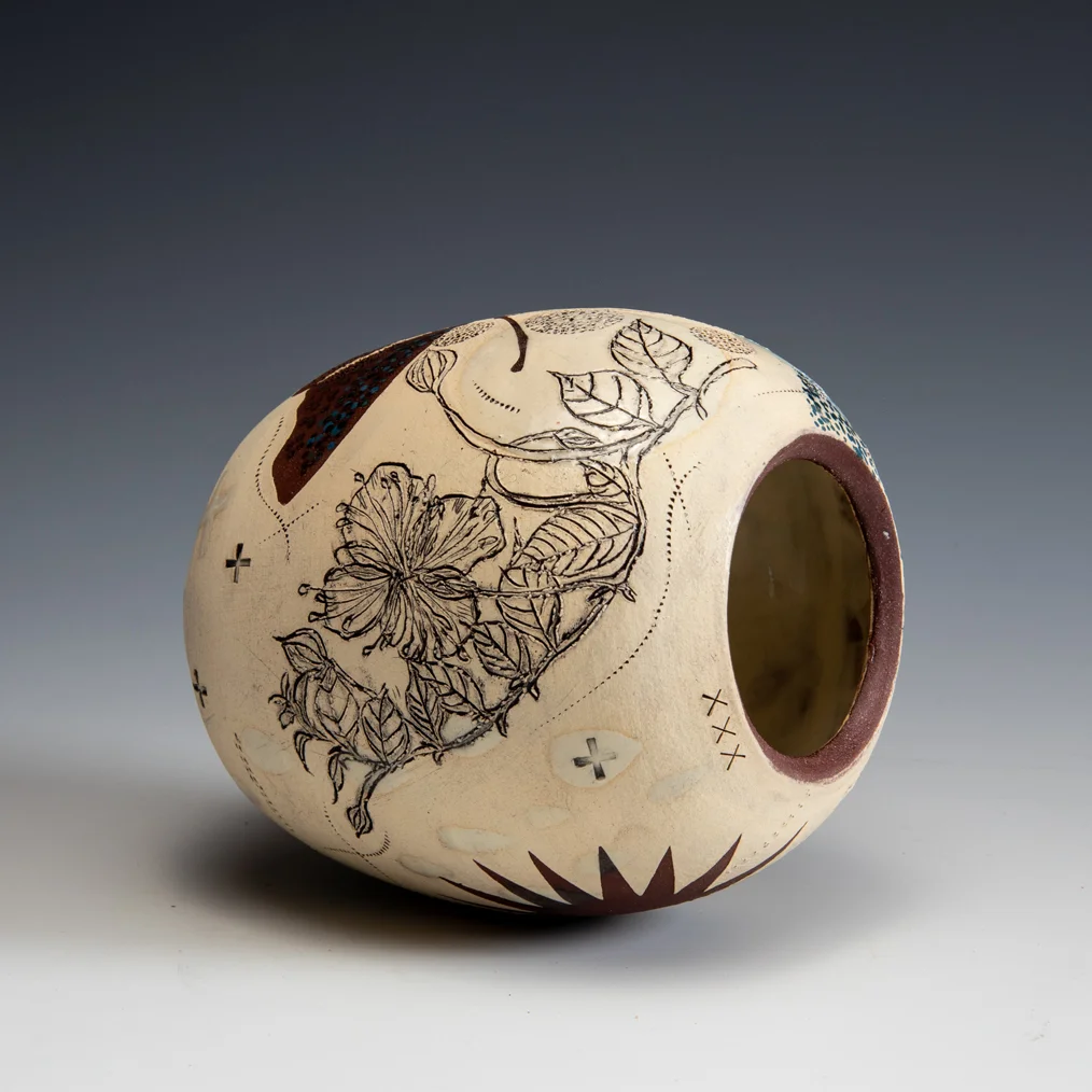 Diana Fayt, hand painted and etched with original drawing, In Tandem Gallery www.intandemgallery.com - Bakersville NC