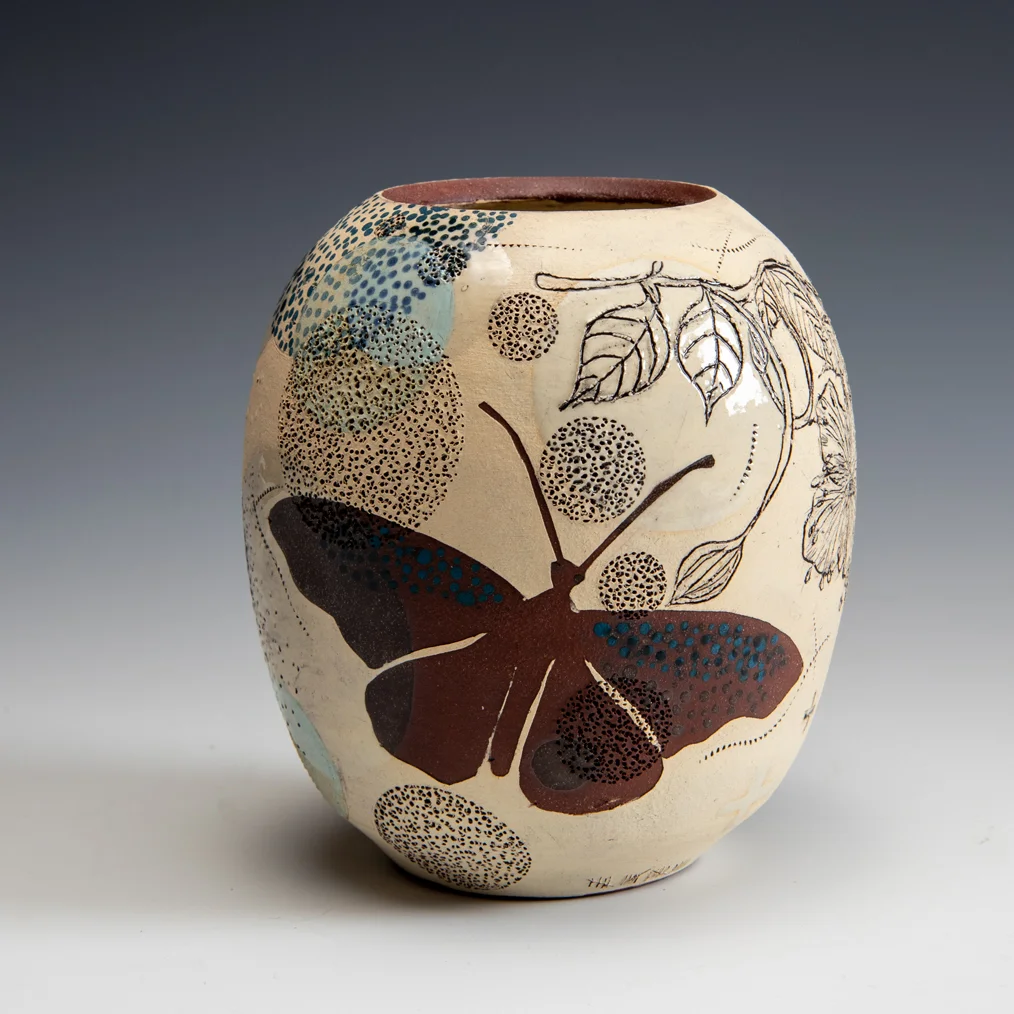 Diana Fayt, hand painted and etched with original drawing, In Tandem Gallery www.intandemgallery.com - Bakersville NC