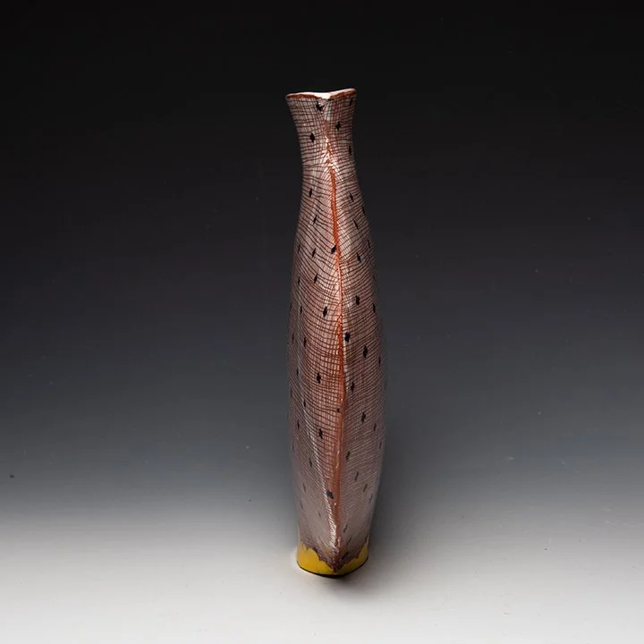 Pattie Chalmers - Decorated Vase - In Tandem Gallery www.intandemgallery.com - Bakersville NC