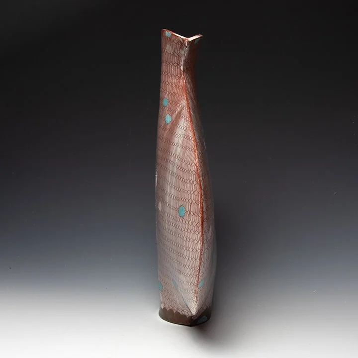 Pattie Chalmers - Decorated Vase - In Tandem Gallery www.intandemgallery.com - Bakersville NC