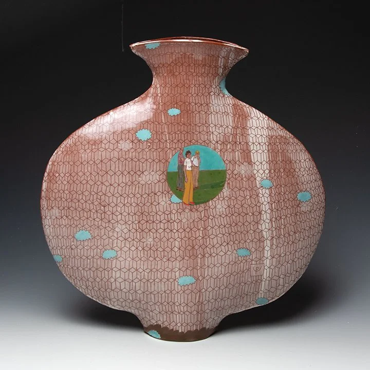 Pattie Chalmers - Decorated Vase - In Tandem Gallery www.intandemgallery.com - Bakersville NC