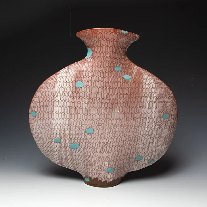 Pattie Chalmers - Decorated Vase - In Tandem Gallery www.intandemgallery.com - Bakersville NC