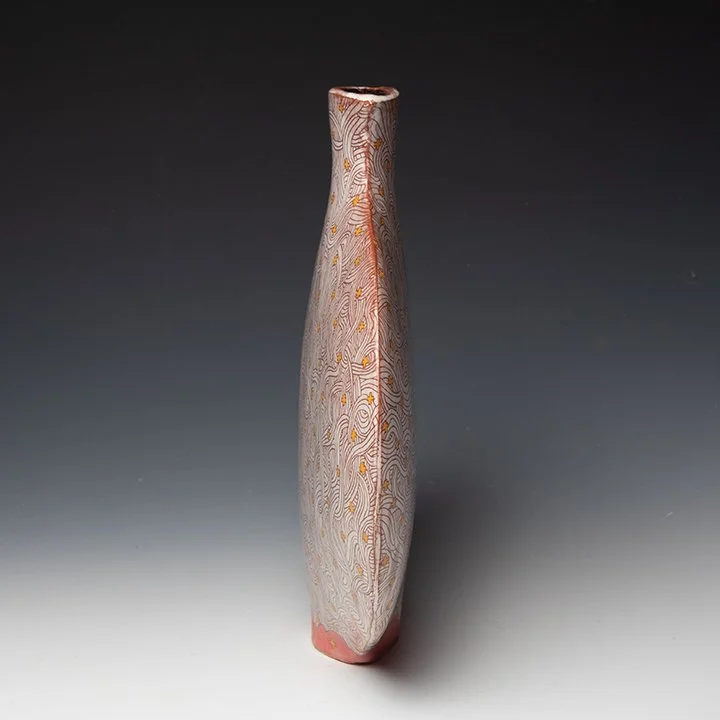 Pattie Chalmers - Decorated Vase - In Tandem Gallery www.intandemgallery.com - Bakersville NC