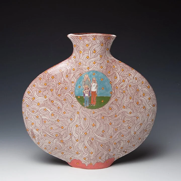 Pattie Chalmers - Decorated Vase - In Tandem Gallery www.intandemgallery.com - Bakersville NC