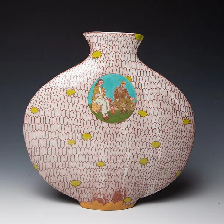 Pattie Chalmers - Decorated Vase - In Tandem Gallery www.intandemgallery.com - Bakersville NC