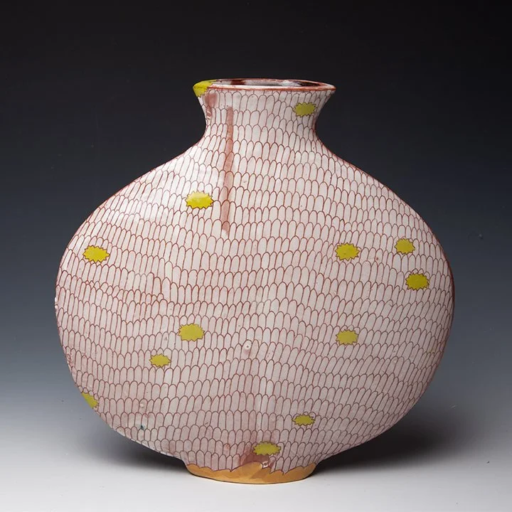 Pattie Chalmers - Decorated Vase - In Tandem Gallery www.intandemgallery.com - Bakersville NC
