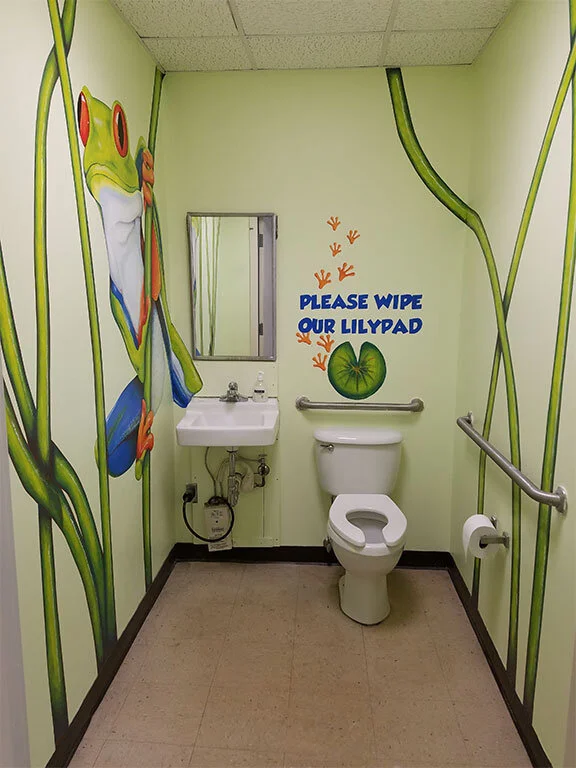 Big Frog bathroom mural